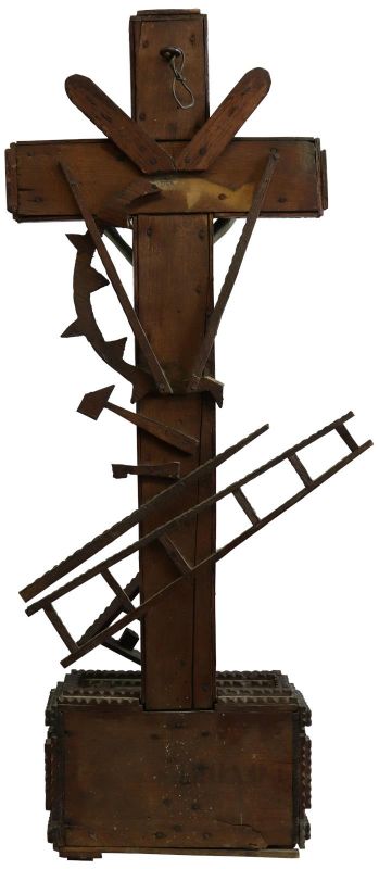 Antique Crucifix Cross Religious Tramp Art Skull and Crossbones Torture
