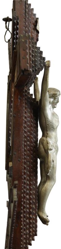 Antique Crucifix Cross Religious Tramp Art Skull and Crossbones Torture
