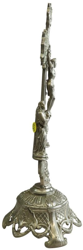 Antique Crucifix Cross Religious Mary and John Swag Garland Details Large Metal