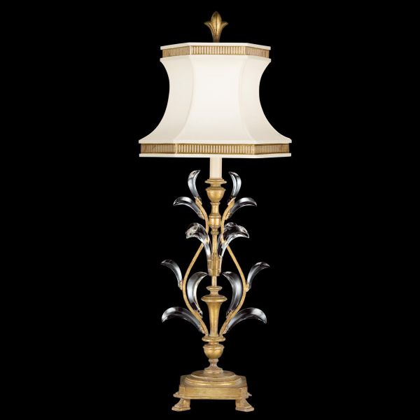 BEVELED ARCS Table Lamp Transitional 1-Light Muted Gold Leaf Black Silk
