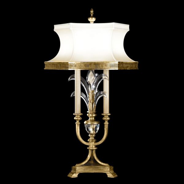 BEVELED ARCS Table Lamp Transitional 3-Light Muted Gold Leaf Black Silk