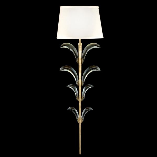 BEVELED ARCS Sconce Wall Transitional 1-Light Muted Gold Leaf Black Crystal