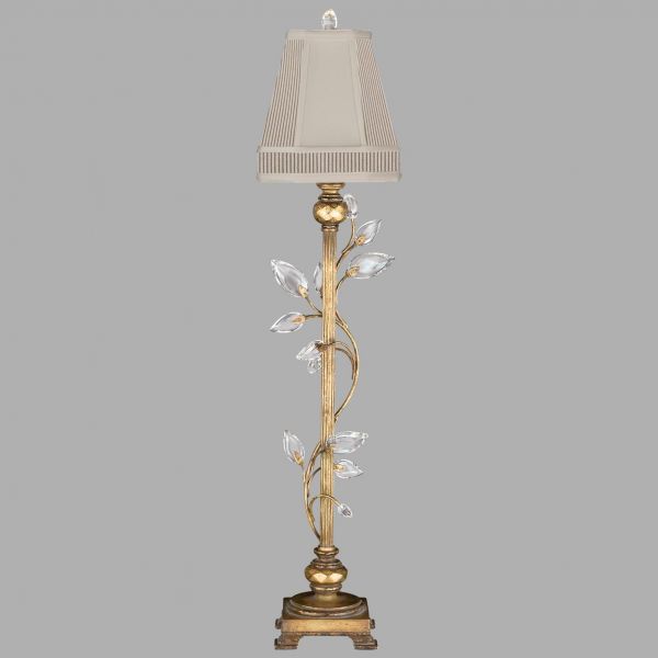 CRYSTAL LAUREL Console Lamp Table Transitional 1-Light Gold Antiqued Leaf Black