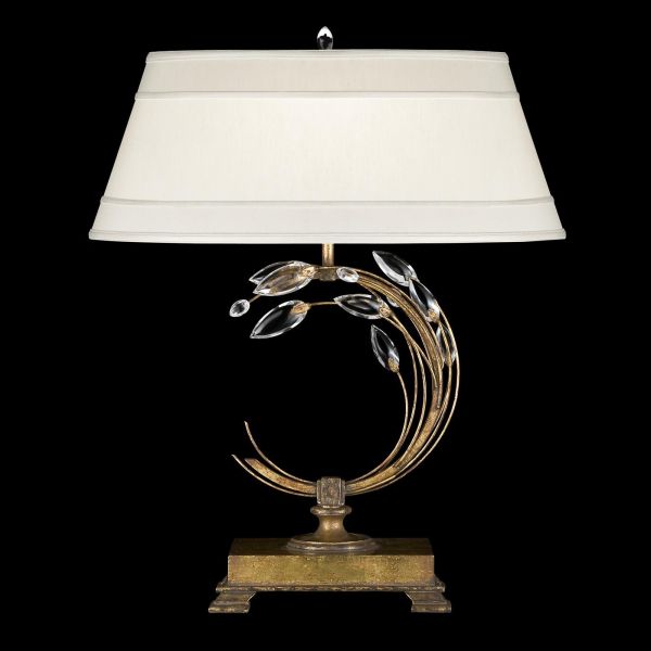 CRYSTAL LAUREL Table Lamp Transitional Left-Side Facing 1-Light Gold Leaf Black