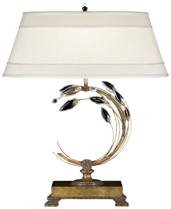 CRYSTAL LAUREL Table Lamp Transitional Left-Side Facing 1-Light Gold Leaf Black