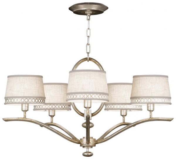 Chandelier Pierced Gallery 5-Light Brown Highlights Platinized Silver Leaf