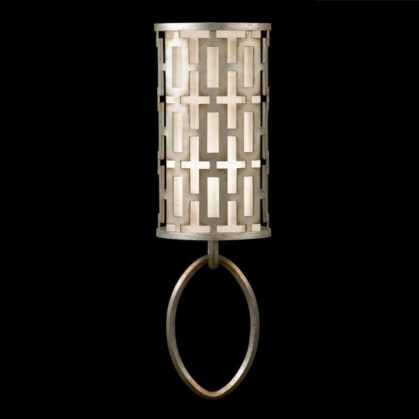 Sconce Wall Pierced Gallery 1-Light Brown Highlights Platinized Silver Leaf