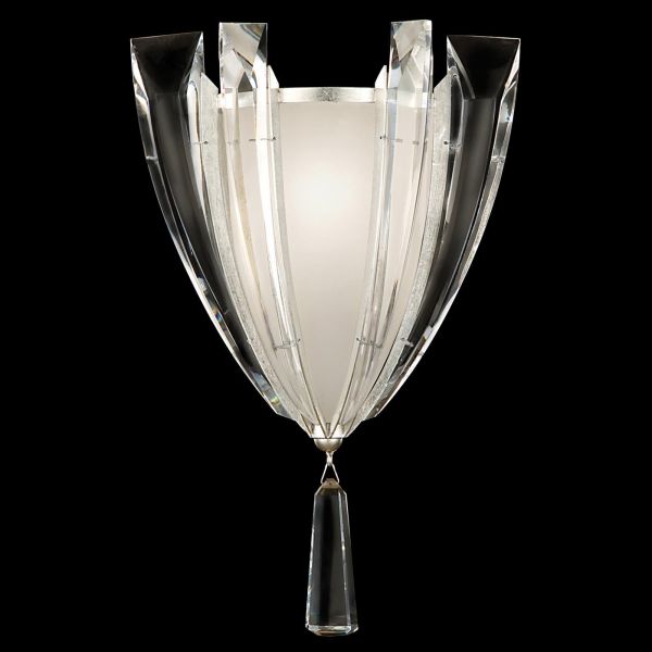 VOL DE CRISTAL Coupe Sconce 1-Light Platinized Silver Leaf Beveled Crystal