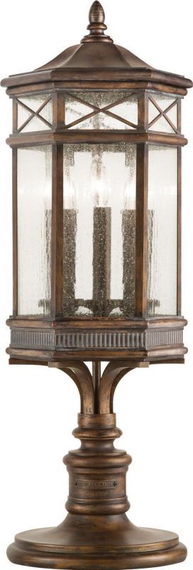 HOLLAND PARK Pier Mount Light Lantern Hexagonal 3-Light Antique Bronze