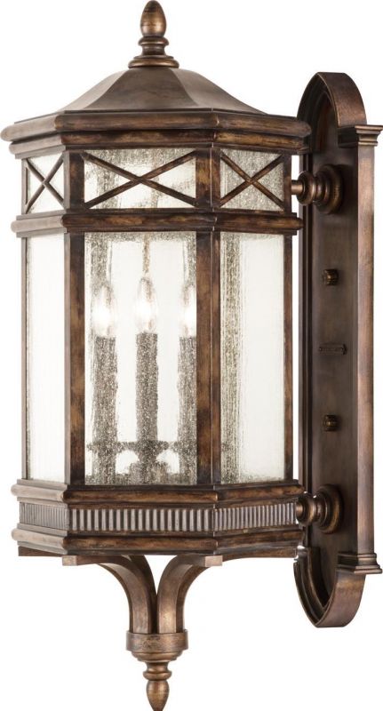 HOLLAND PARK Wall Sconce Hexagonal 3-Light Antique Bronze Hand-Cast Seeded