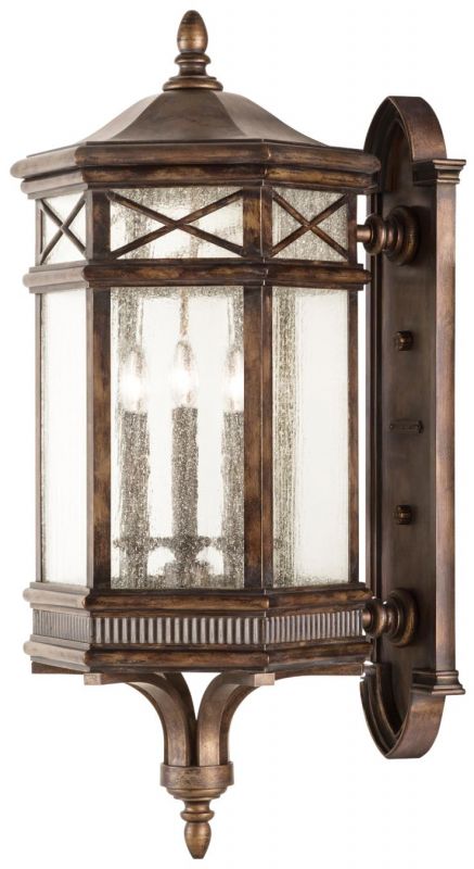 HOLLAND PARK Wall Sconce Hexagonal 3-Light Antique Bronze Hand-Cast Seeded