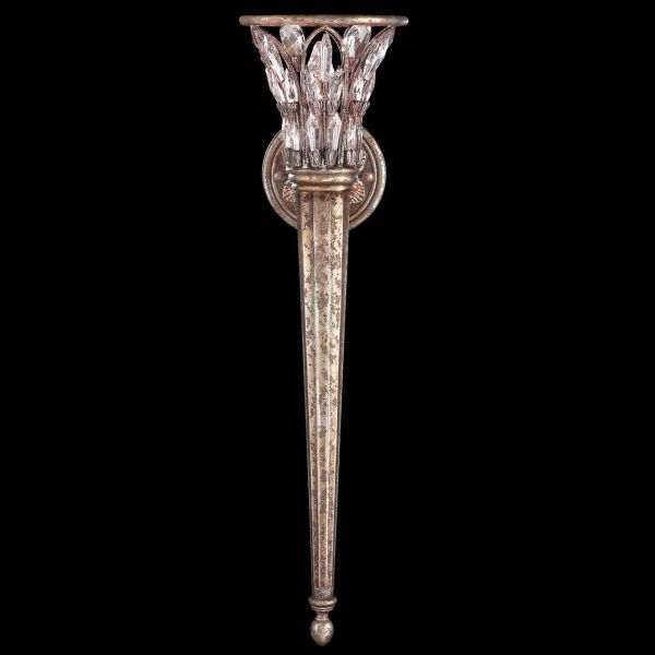WINTER PALACE Wall Sconce 1-Light Antiqued Silver Lead Crystal Steel Candelabra