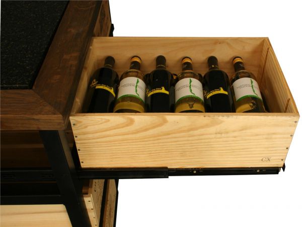Hobbs Germany Kitchen Island, French Wine Crate 12 Drawer, Granite Walnut Steel