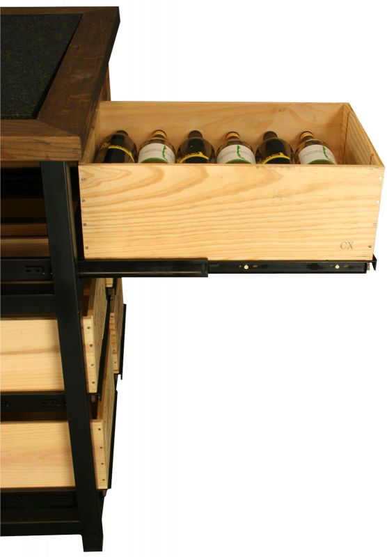 Hobbs Germany Kitchen Island, French Wine Crate 12 Drawer, Granite Walnut Steel