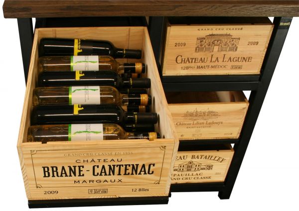 Hobbs Germany Kitchen Island, French Wine Crate 12 Drawer, Granite Walnut Steel