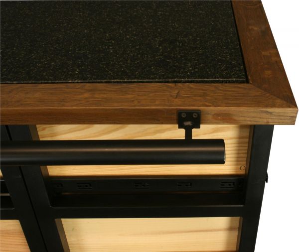 Hobbs Germany Kitchen Island, French Wine Crate 12 Drawer, Granite Walnut Steel
