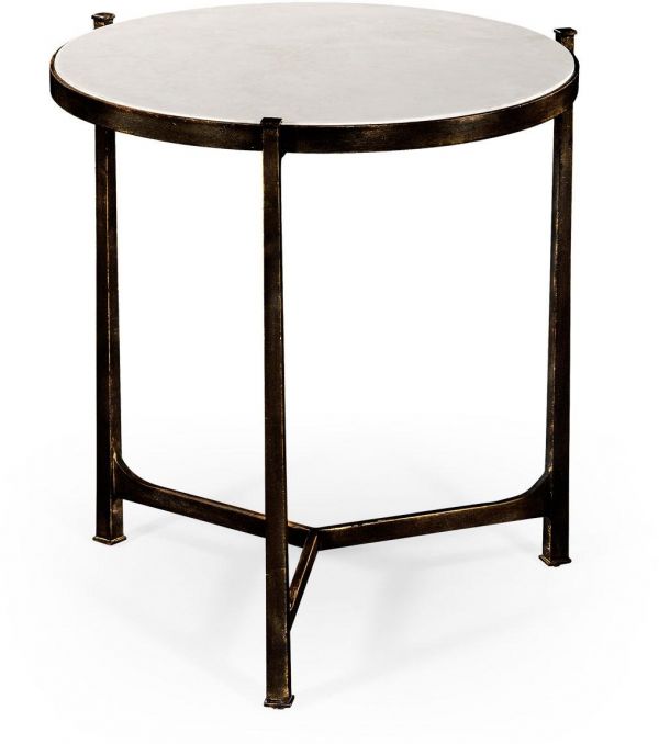 JONATHAN CHARLES LUXE Side Table Circular Tapering Legs Tapered Leg Distressed