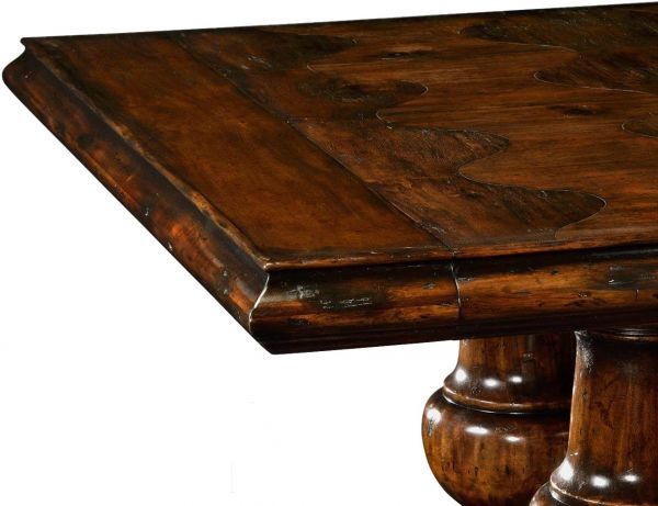 JONATHAN CHARLES ARTISAN Dining Table Pedestal Base Heavy Distressing Rustic