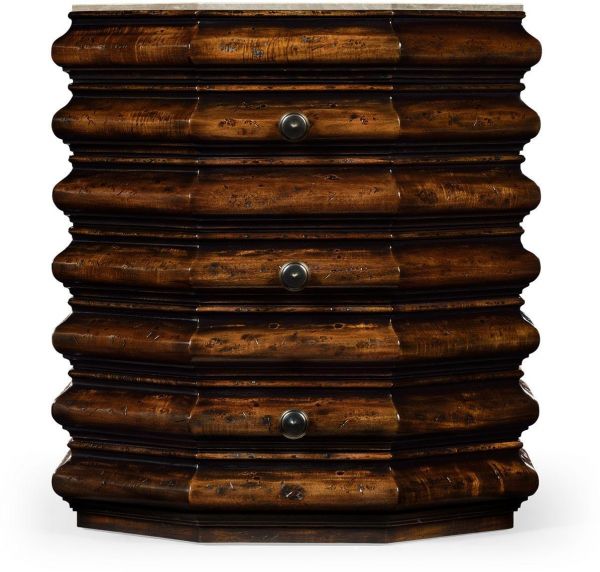 JONATHAN CHARLES ARTISAN End Table Side Drawer Rustic Walnut Marble
