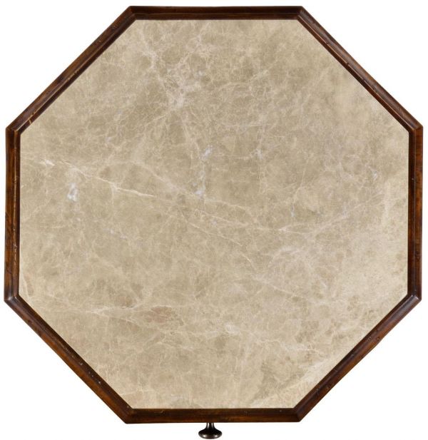 JONATHAN CHARLES ARTISAN End Table Side Drawer Rustic Walnut Marble