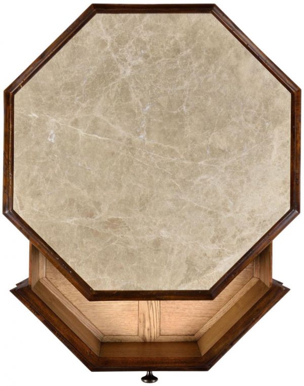 JONATHAN CHARLES ARTISAN End Table Side Drawer Rustic Walnut Marble